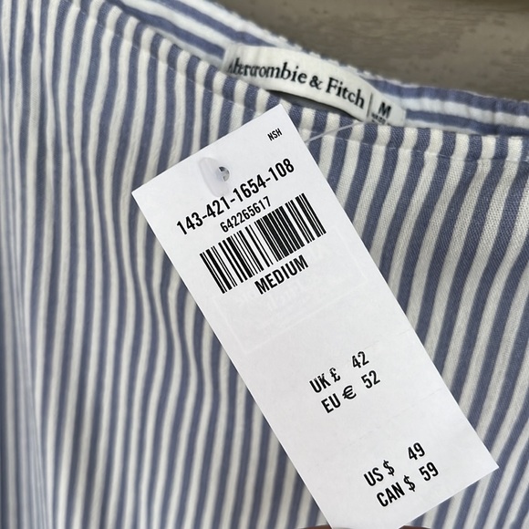 Abercrombie & Fitch lined Oxford blue stripe skirt with side zip & tie enclosure - Picture 2 of 5